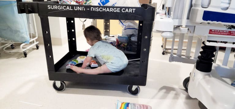 Richard unloading the cart